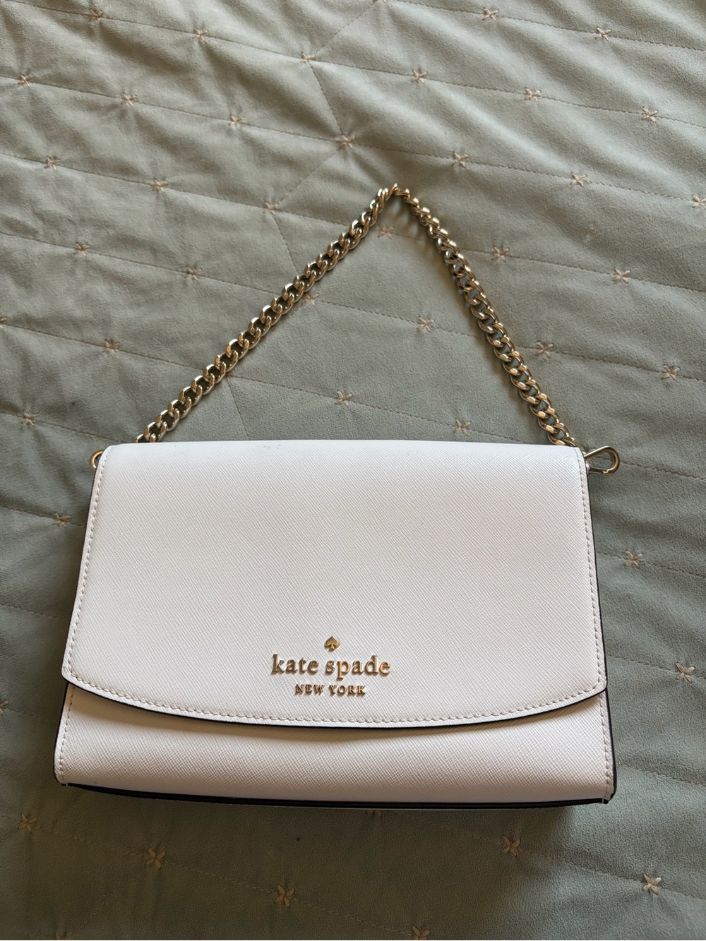 kate spade Cream Shoulder Bag with Gold Chain